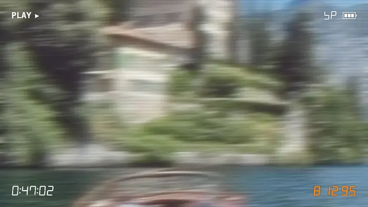 Camcorder playback overlay over a VHS-look clip